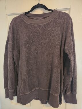Aerie Plush Crewneck Sweater in Taupe